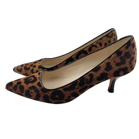 LK Bennett Pumps Women 6 37 Pointed Toe Animal Print Calf Hair Mid Heel Designer - Picture 4 of 9